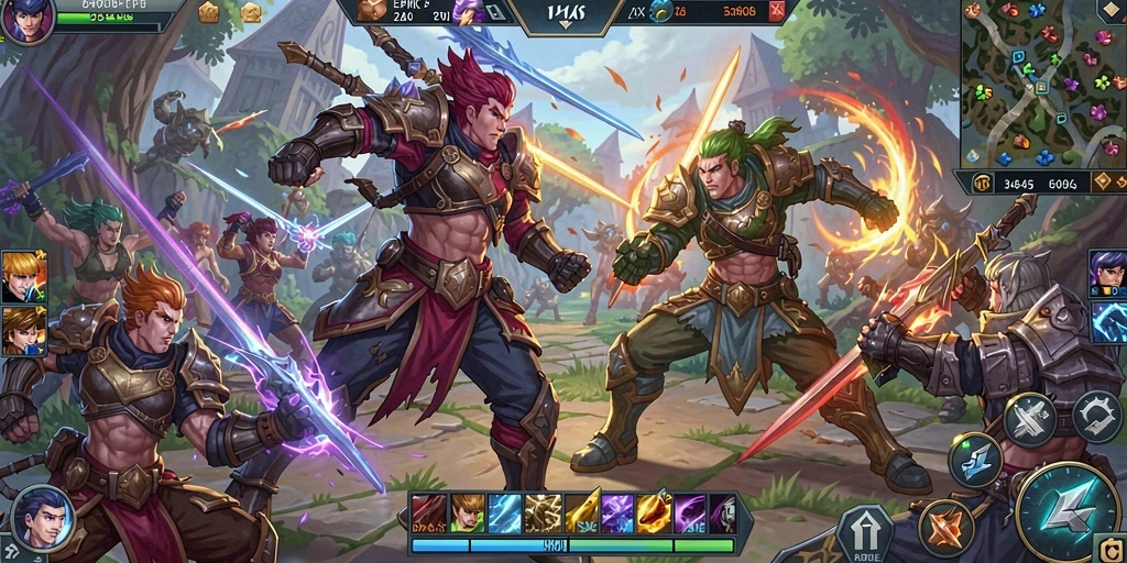Tampilan aksi pertarungan dalam game MOBA 3446.