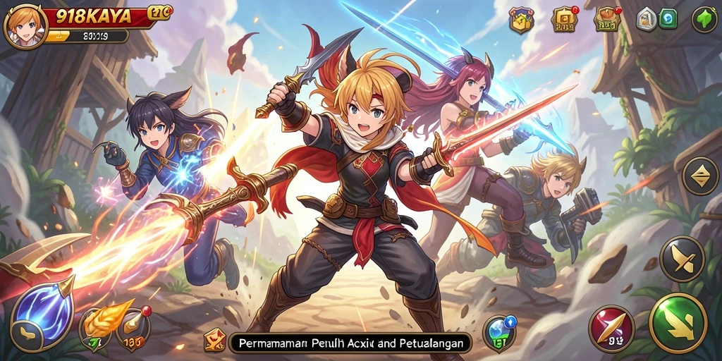 Tampilan gameplay yang menakjubkan dalam 918KAYA dengan karakter anime.