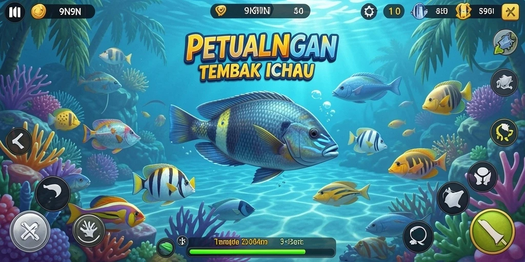 Gameplay seru 9N9N dengan aksi tembak ikan yang menegangkan.