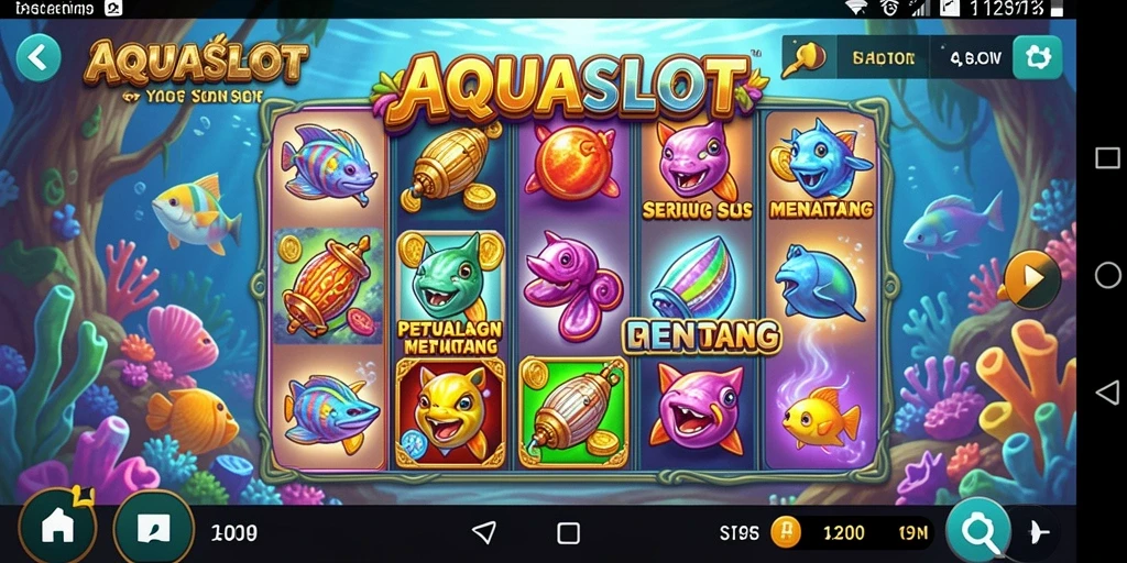 Screenshot menunjukkan gameplay seru dan fitur menarik dari AQUASLOT.