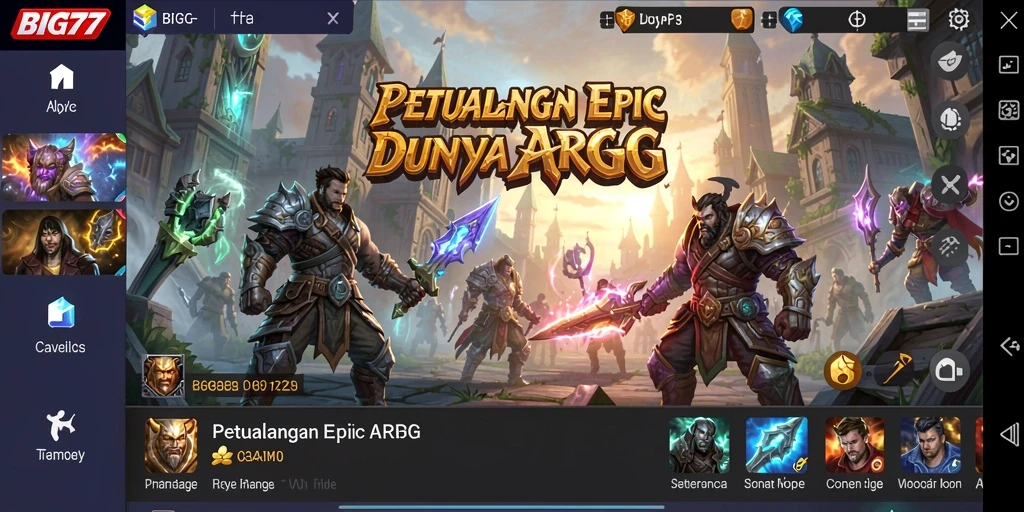 Screenshot gameplay BIG77 menunjukkan pertarungan epik dalam dunia ARPG.