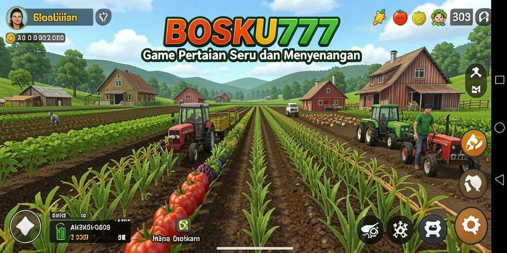 Tampilan gameplay BOSKU777 yang menarik saat mengelola kebun.