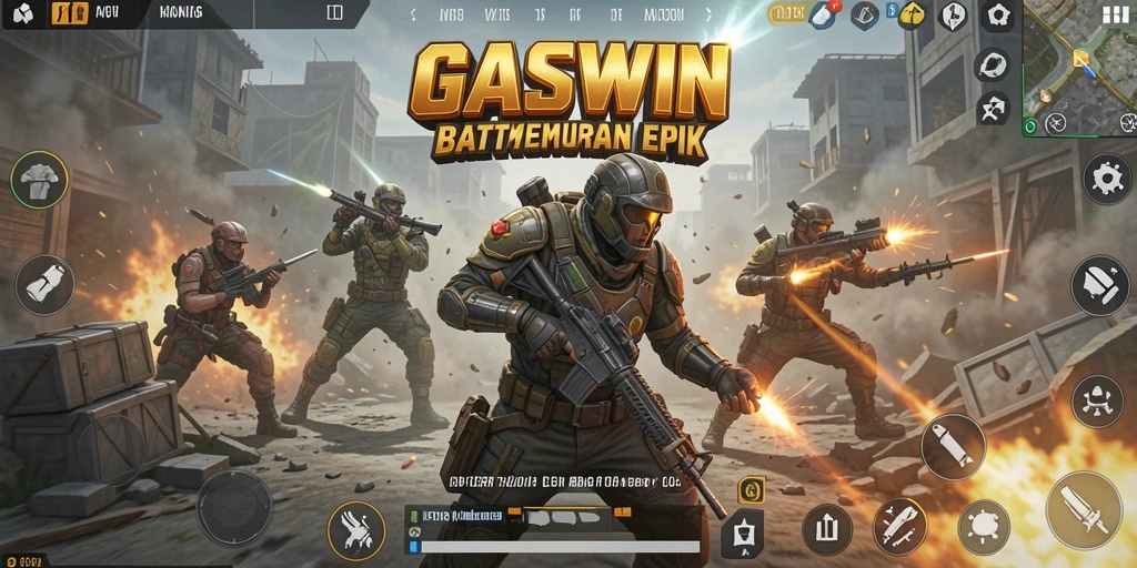 Tangkapan layar menarik dari gameplay <strong>GASWIN</strong> dalam pertempuran Battle Royale.