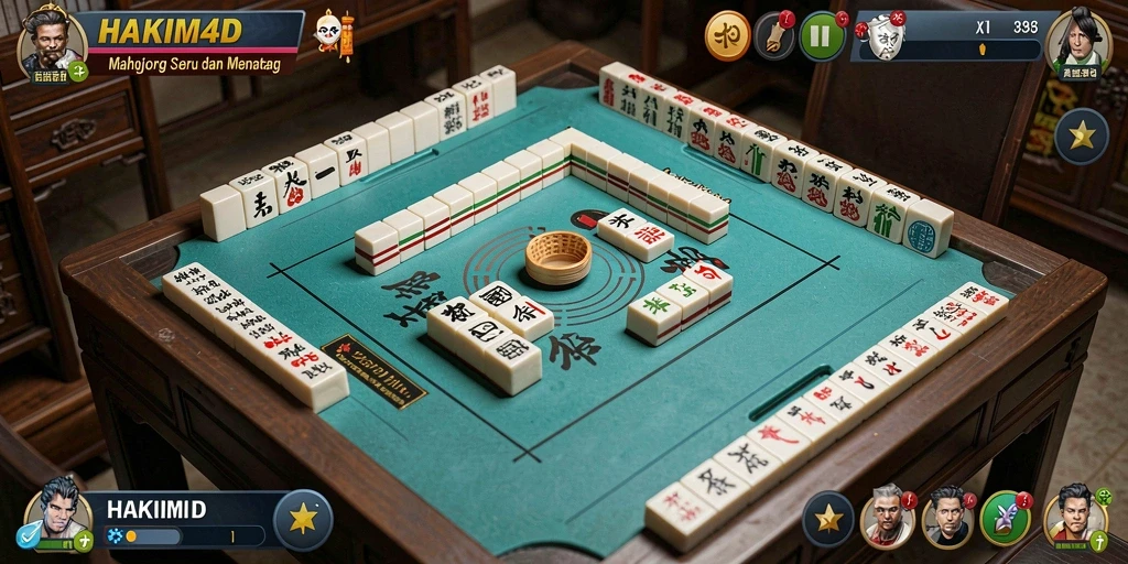 Tampilan gameplay HAKIM4D yang menampilkan suasana Mahjong yang seru.