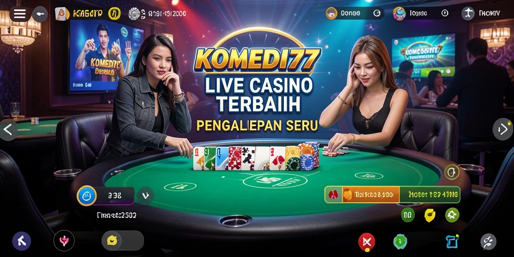 Screenshot gameplay KOMEDI77 yang menunjukkan keseruan live casino.