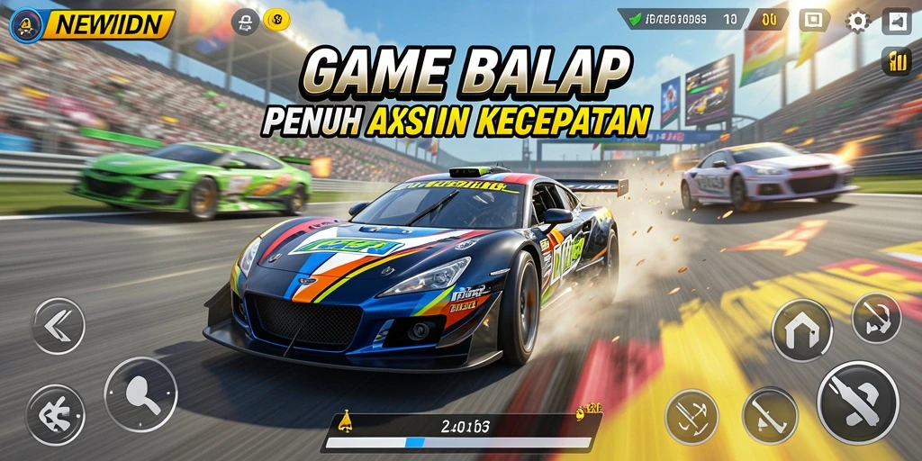 Tampilan gameplay balap yang mendebarkan dalam NEWIDN.