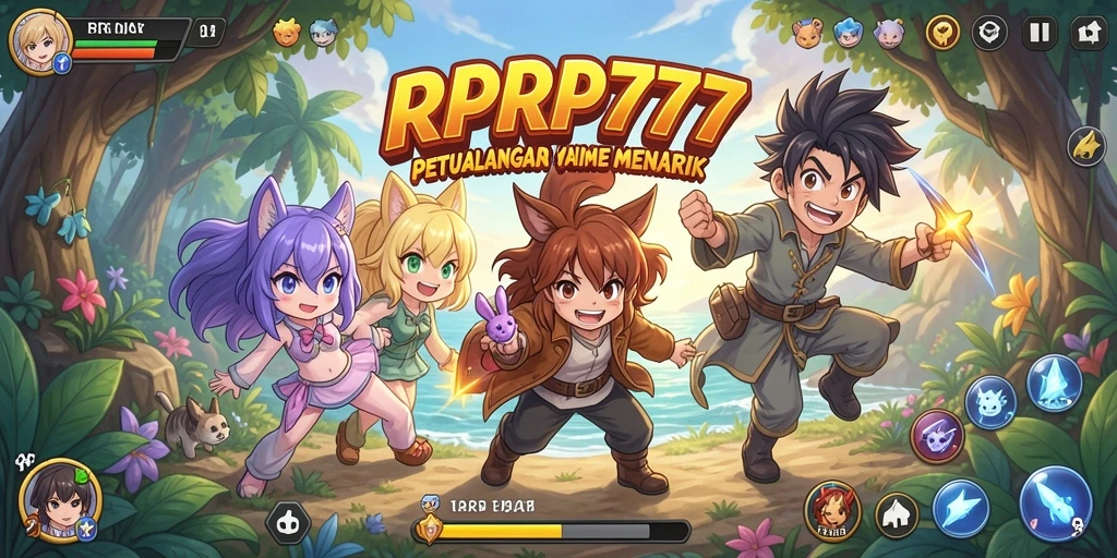 Screenshot gameplay RPRP777 menampilkan pertarungan karakter Anime yang seru.