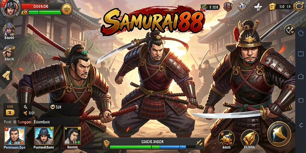 Gameplay seru di SAMURAI88 dengan pertarungan samurai.