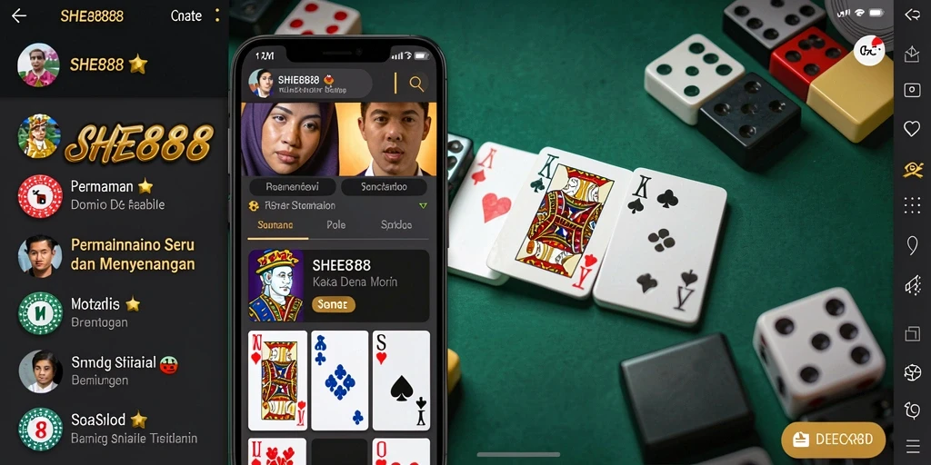 Screenshot gameplay SHE888 menampilkan suasana seru permainan Domino.