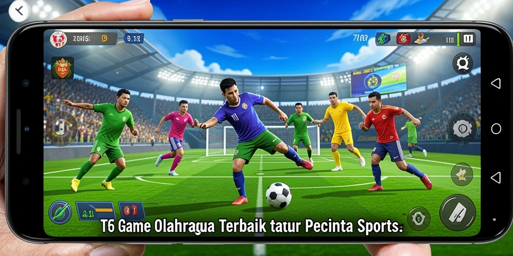Screenshot utama T6 menampilkan aksi olahraga yang seru dan menegangkan.